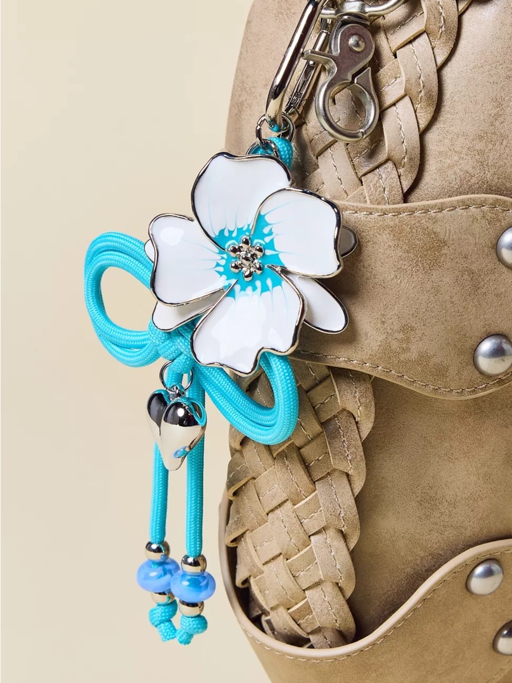 Enameled Hibiscus Flower Keychain